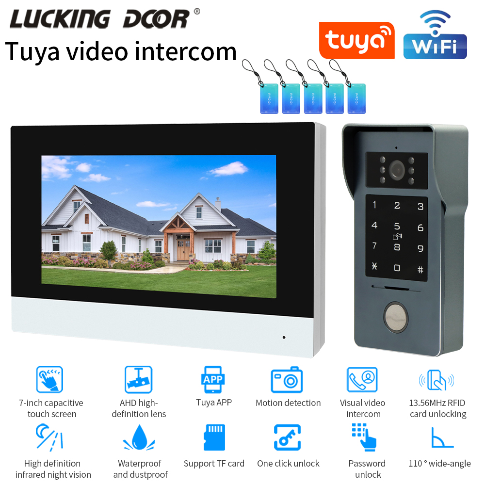Smart Doorbell Wired - Tuya Wi-Fi 7/10-дюймовый комплект видеодомофона Tuya